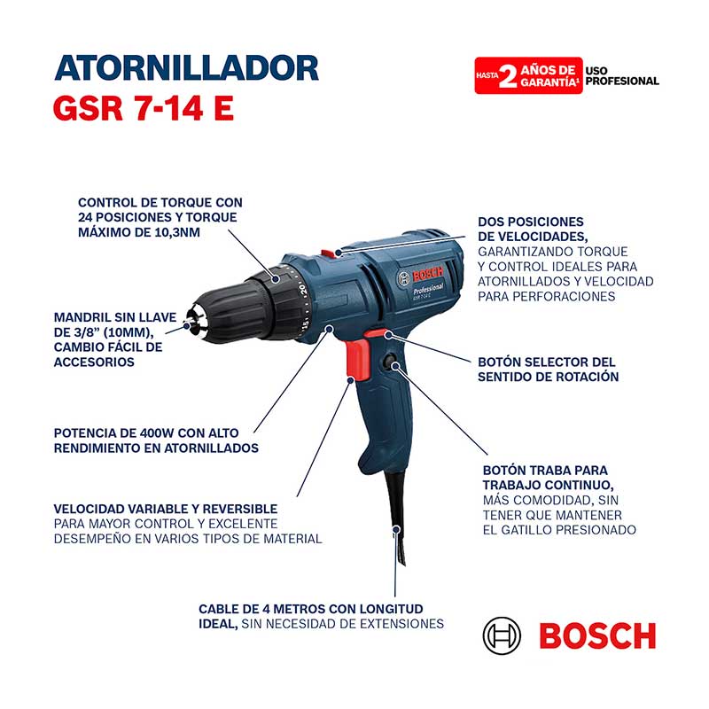 ATORNILLADOR ELECTRICO BOSCH GSR 6-60-TE 701W / 06014452E – GS