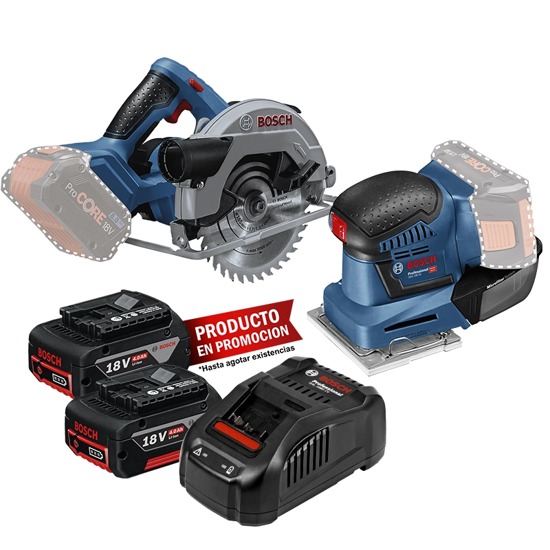 Kit Bosch Sierra Circular + Lijadora Baterias y cargador