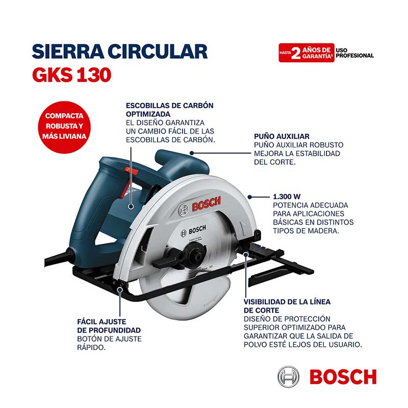 Sierra Circular 7 1/4 Bosch GKS 130 1300W