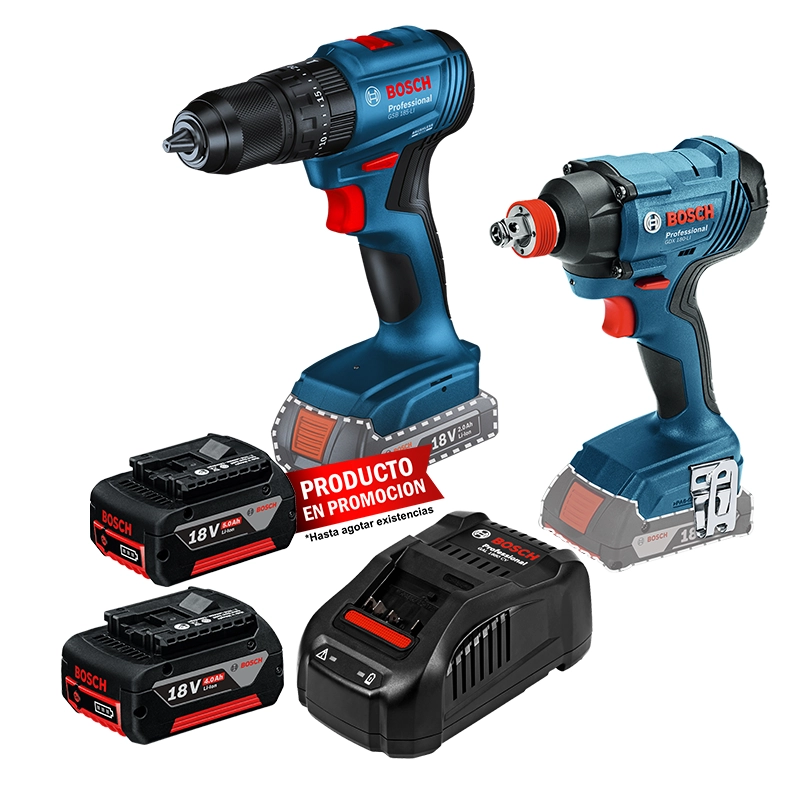 Kit Bosch Llave de impacto + Rotomartillo Baterias cargador