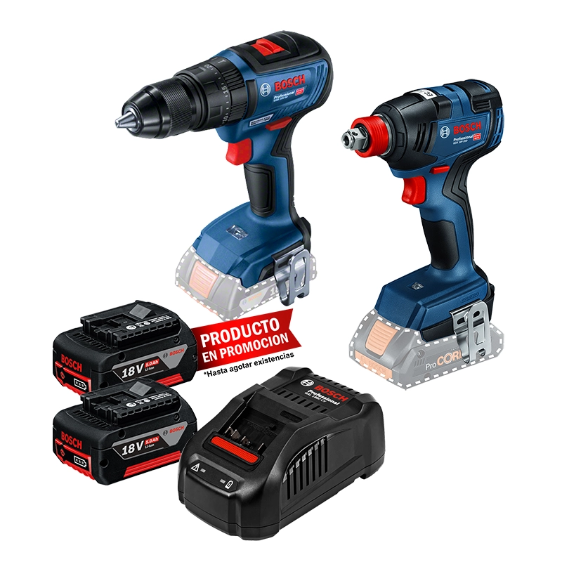 Kit Bosch Rotomartillo + Llave de Impacto cargador  baterias
