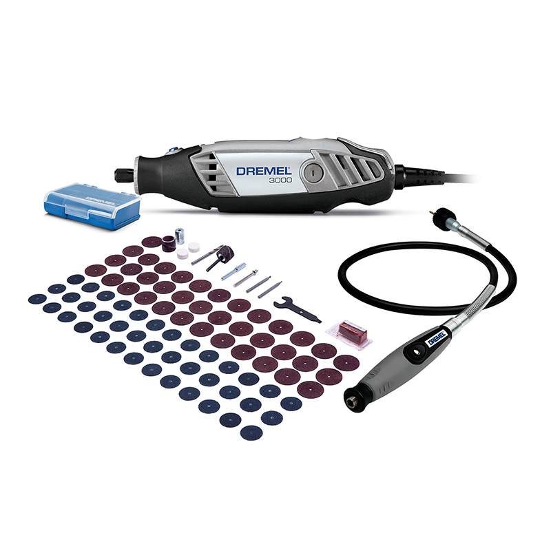 Dremel Mototool 3000 130W + Eje Flexible + 82 Accesorios