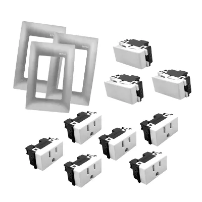 Pack Placas 3 Módulos Royer 3pzs + Apagadores Y Contactos