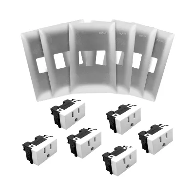 Pack de Placas 1 Módulo Royer 6pz + Contactos Blanco 6pz