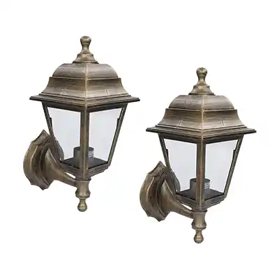 Farol Clásico Pared Ext Sanelec 1231 Plástico Cobre 2pzs