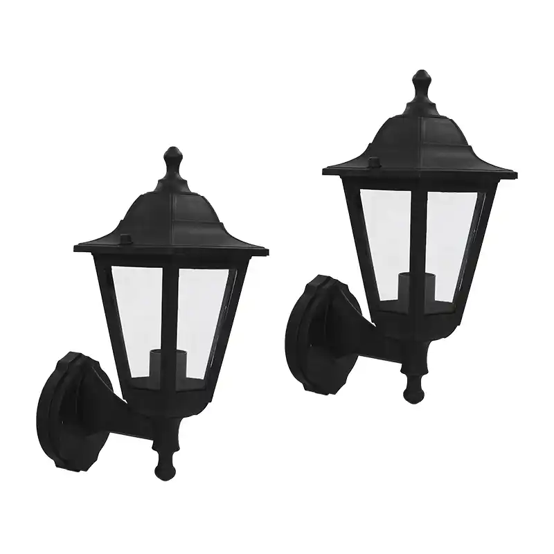 Farol Colonial Pared Sanelec 1232 Plástico Negro 2pzas