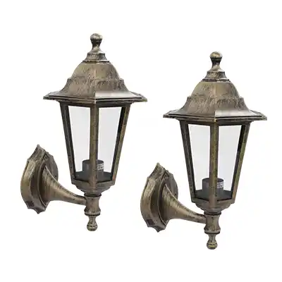 Farol Colonial Pared Sanelec 1233 Plástico Cobre 2pzas