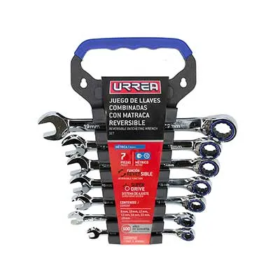 Juego Llaves Combinadas Métricas Matraca Urrea 12MR7M 7pzas
