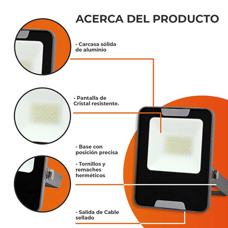 REFLECTOR LED TECNOLITE ZIBAL II 20W LUZ DE DÍA IP65 NO ATENUABLE LED –  Lumi Material Electrico