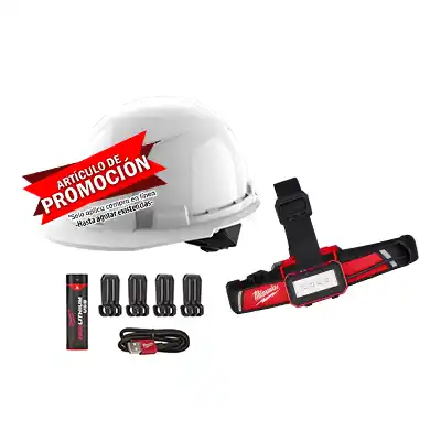 Linterna Frontal USB REDLITHIUM Milwaukee 2115-21 + Casco