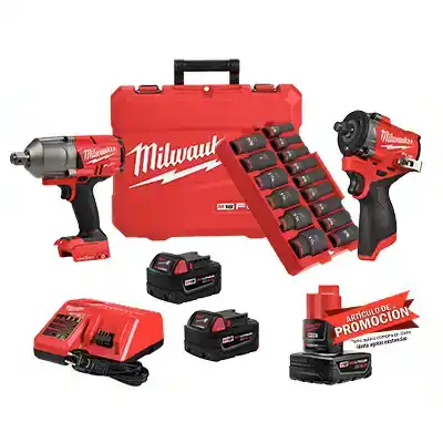 Kit Milwaukee Llave De Impacto Brushless 18V y 12V + Dados
