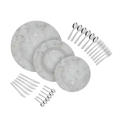 Vajilla de Porcelana Tramontina Travertino + Cubiertos