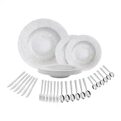 Vajilla de Porcelana Tramontina Isabel + Cubiertos Acero
