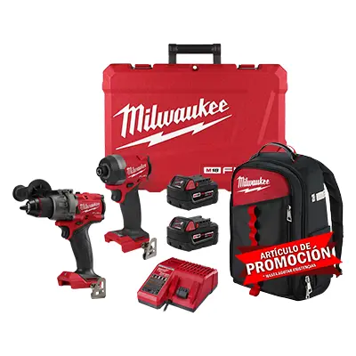 Combo Milwaukee Rotomartillo 1/2 + Atornillador + Mochila