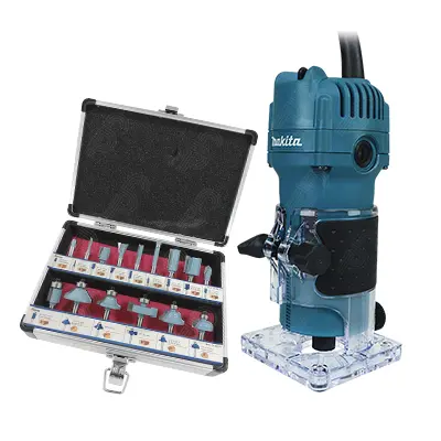 Recortadora Router Makita 3709 530W + Juego Brocas