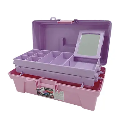 Caja Organizadora Vanity Santul 6239 Rosa-Lila 2 Niveles