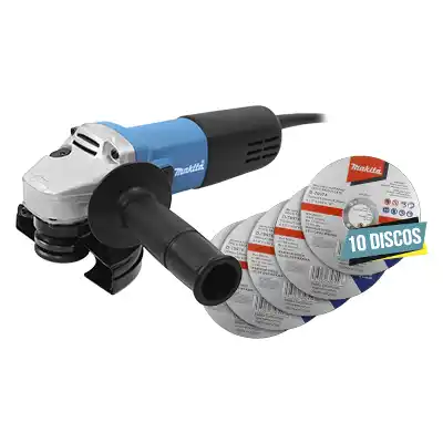 Miniesmeriladora Angular Makita 9554HN 115mm + 10 Discos