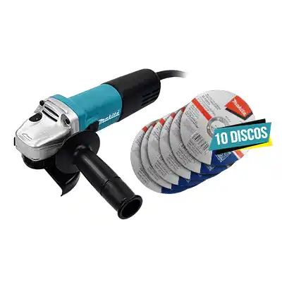 Miniesmeriladora Angular Makita 9557HN 115mm + 10 Discos