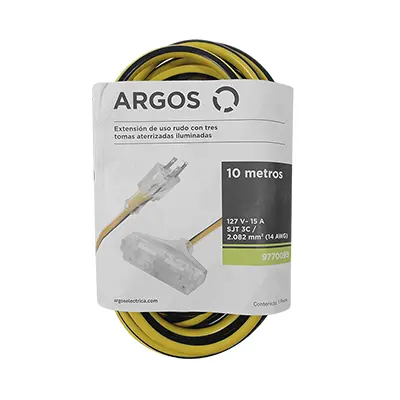 Extensión Uso Rudo SJT 14 AWG Argos 9770093 10m