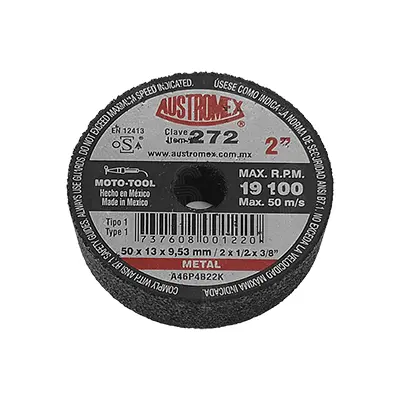 Rueda Abrasiva Desbaste Metal Austromex 272 2x1/2x3/8 Pulg