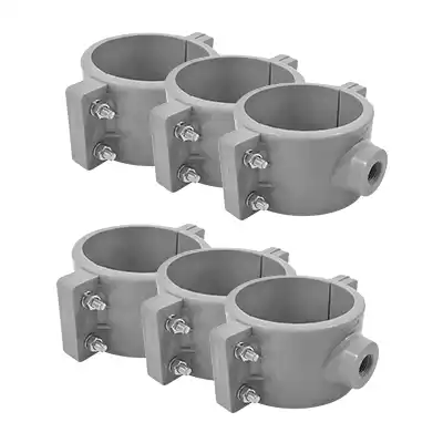 Abrazadera PVC 100mm Conplasa ARG100X13 4x1/2pul 6pzs