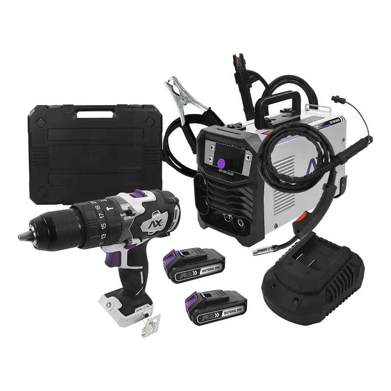 Soldadora Multiprocesos Ax Tech AXT-EM120LED + Rotomartillo