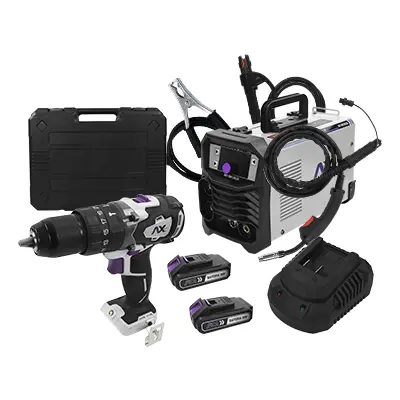 Soldadora Multiprocesos Ax Tech AXT-EM120LED + Rotomartillo