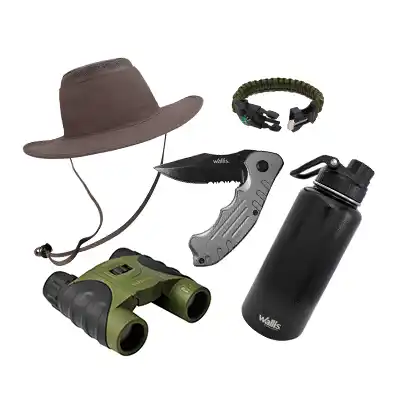 Kit de Supervivencia Binocular + Sombrero + Navaja y Termo