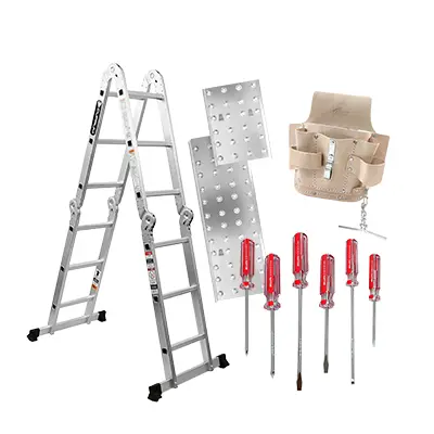 Escalera Multiposiciones Cuprum + Desarmadores
