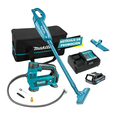 Aspiradora Inalámbrica 12V Makita 600ml + Inflador + Maleta