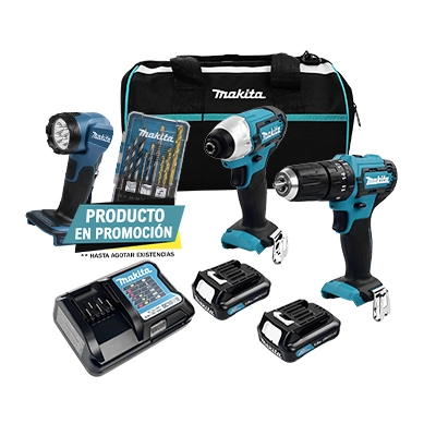 kit Makita Rotomartillo  Atornillador Impacto Brocas+Lámpara