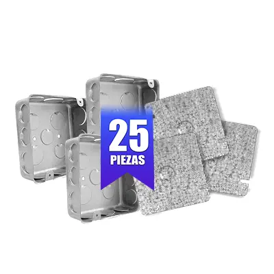 Caja de Registro Cuadrada Galvanizada Alfa 3.5cm 4x4pul 25pz