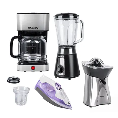 Combo Daewoo Licuadora + Cafetera + Exprimidor + Plancha