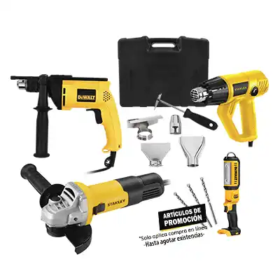 Rotomartillo Dewalt + Pistola de Calor Stanley Esmeriladora