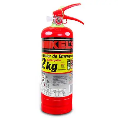 Extintor Emergencia 2 Kilos Mikels EE-2 Recargable ABC