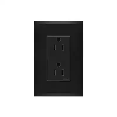 Placa con Toma Dúplex 2P+T Bticino Forza 2 FZ2228N Negro