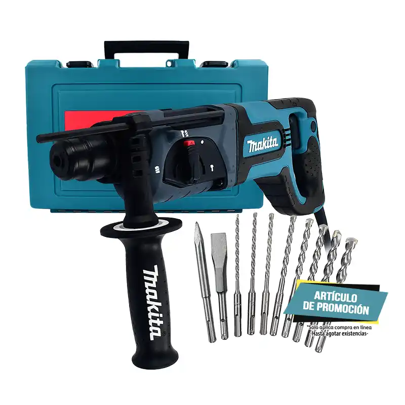 Martillo Rotativo SDS Plus Makita HR2475 780W + Kit Brocas