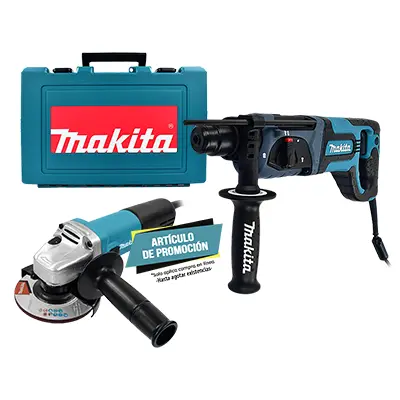 Combo Makita Martillo SDS Plus HR2475 780W + Esmeriladora