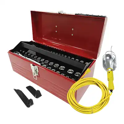 Juego Combinado Dados Urrea JCM02 130pzas +Lámpara de Taller