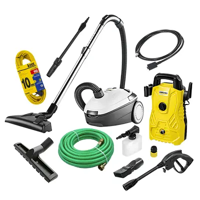 Hidrolavadora Karcher 1500 PSI + Aspiradora + Accesorios