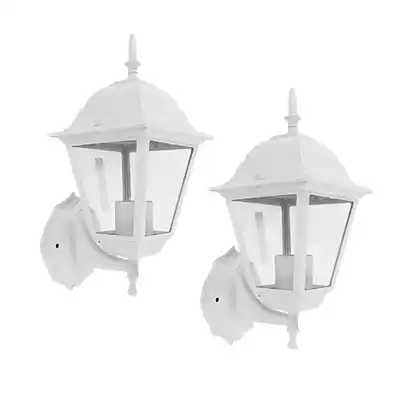 Lámpara Farol de Pared Rústico Kleiman LEU-001 Bco 2pzas