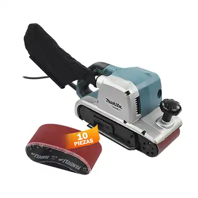 Lijadora de Banda Makita M9400B con 10 Lijas 4 x 24 Pulg