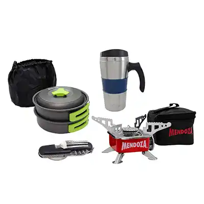 Kit Utensilios de Cocina Camping Estufa Portátil y Acc