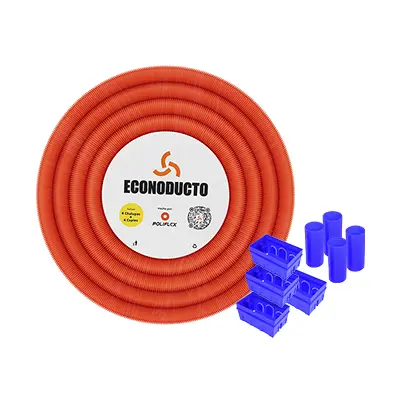 Poliflex Naranja Econoducto P-ELA25-050 sin Guía 3/4pul 50m