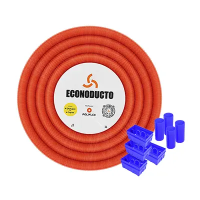 Poliflex Naranja Econoducto P-ELA20-100 sin Guía 1/2pul 100m