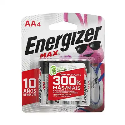 Pilas Alcalina AA con 4 Pilas Energizer Max