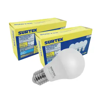 Foco LED tipo Bulbo Surtek PLBD9 Luz de Día 9W 16pzas