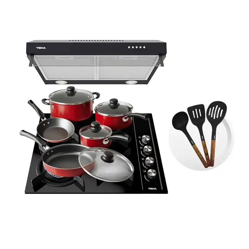 Combo Parrilla Gas + Campana Teka Duetto Crystal 60 Batería